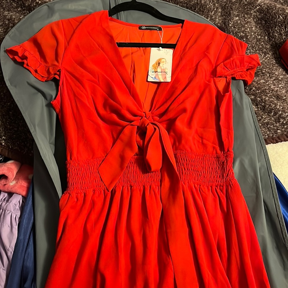 short sleeve red sundress